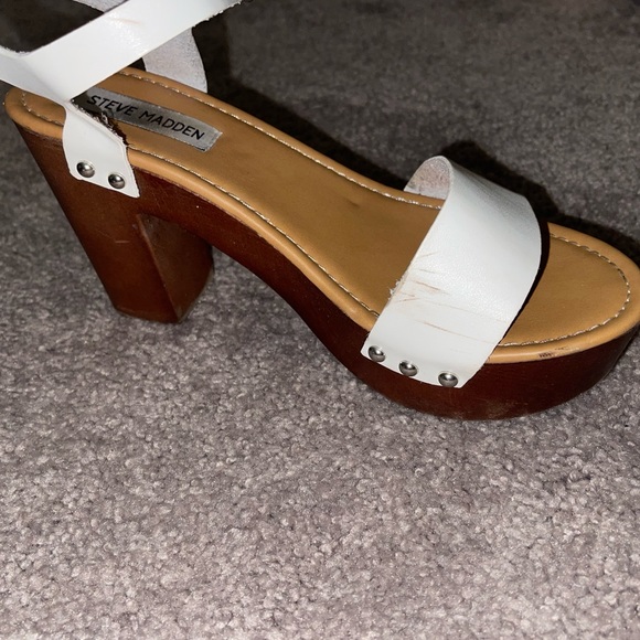 Steve Madden Luna white leather wooden platform heels - Picture 4 of 4